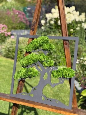 Stabilizuotų samanų paveikslas - Bonsai - 45x45cm
