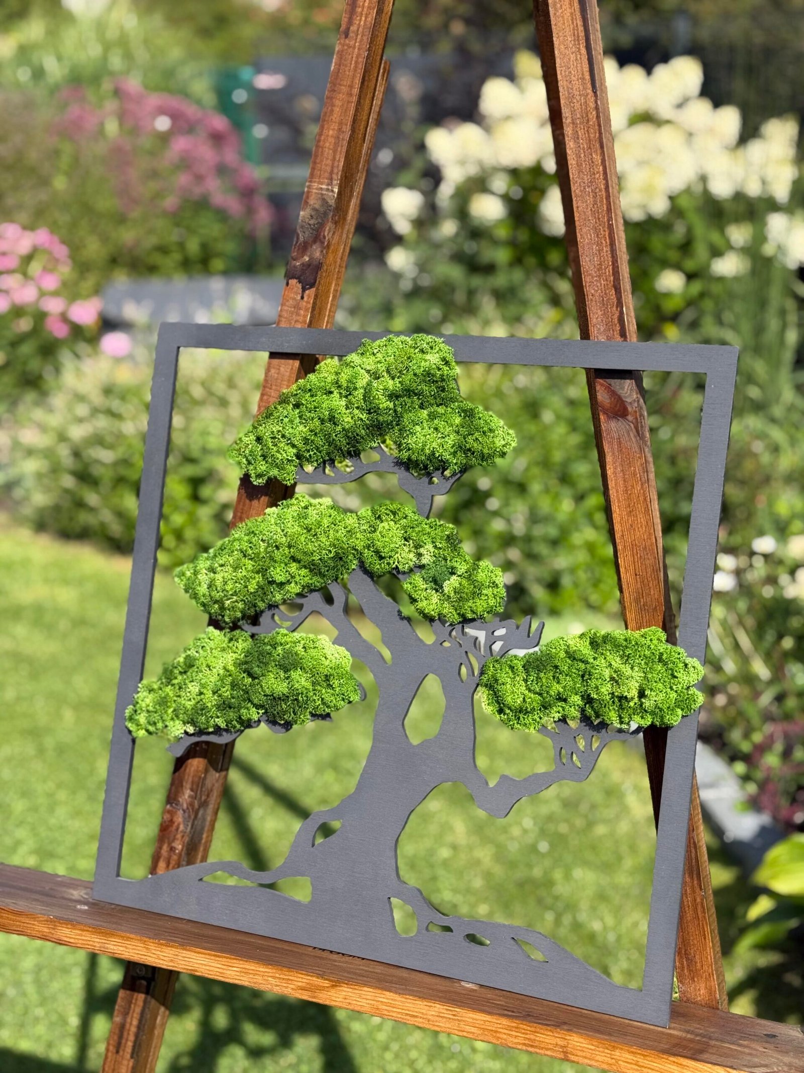 Stabilizuotų samanų paveikslas - Bonsai - 45x45cm